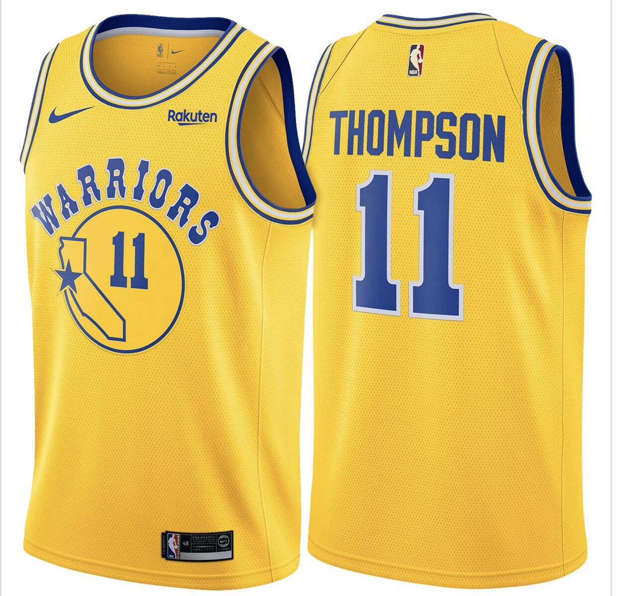 Men Golden State Warriors 11 Thompson Yellow Nike Game NBA Jerseys